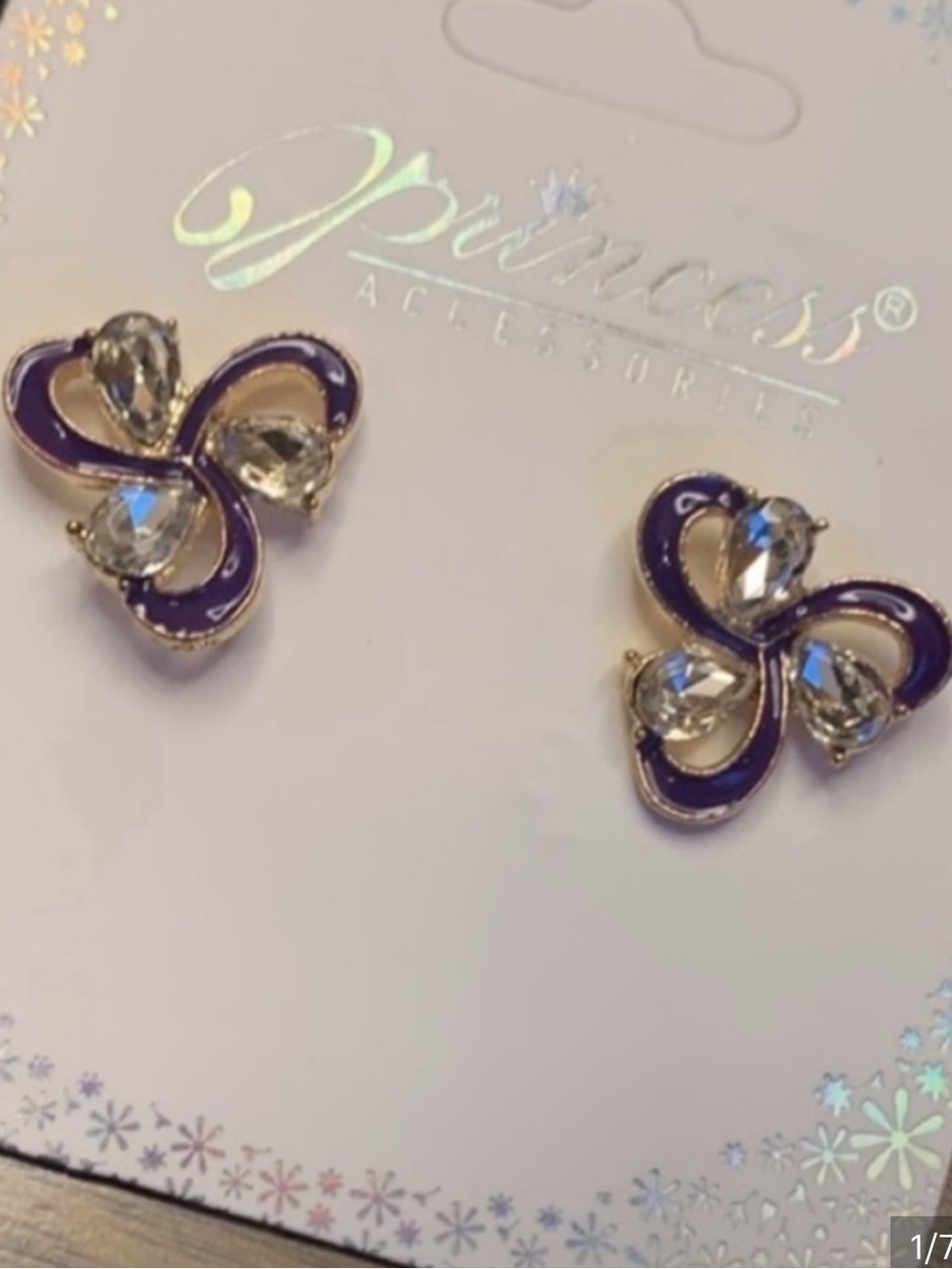 Purple Bow Swirl Stud Earrings
